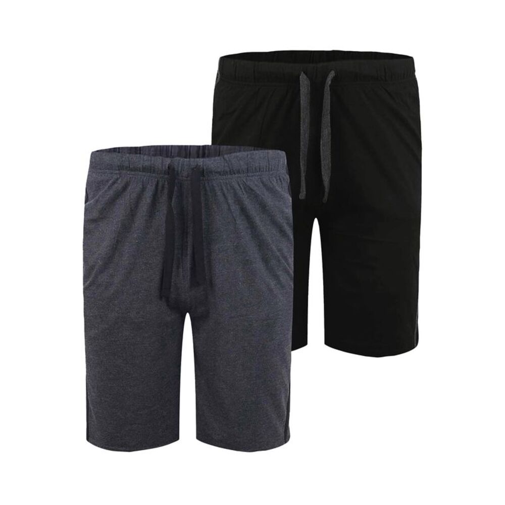 Duke Mens D555 Rayan Jersey Side Stripe Kingsize Shorts (Pack of 2) / Black/Char